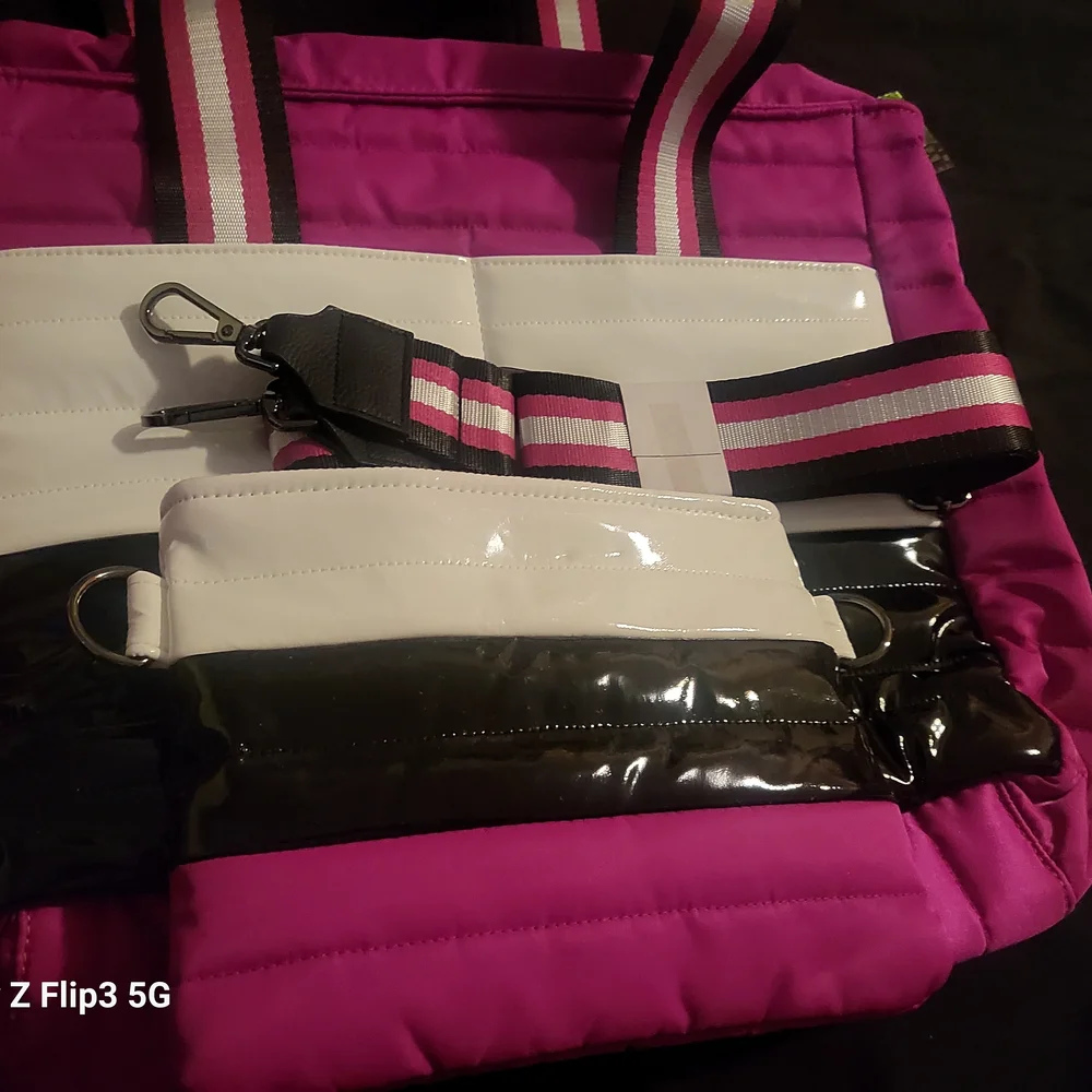 THINK ROYLN Pink, White, and Black Quilted Tote - Picture 4 of 5